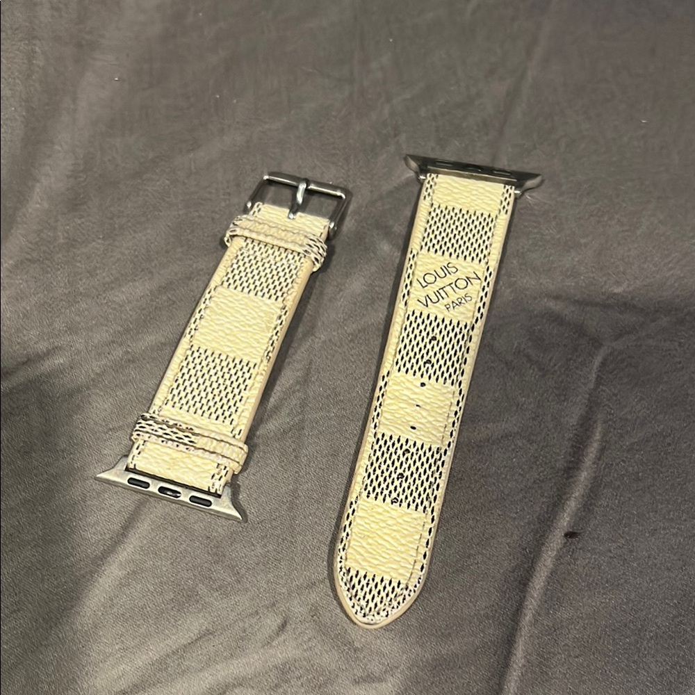 Louis Vuitton Beige and Black Checkered Watch Strap